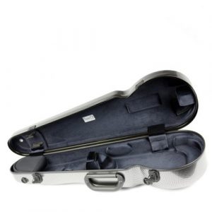 HIGHTECH CONTOURED VIOLIN CASE - SILVER CARBON LOOK